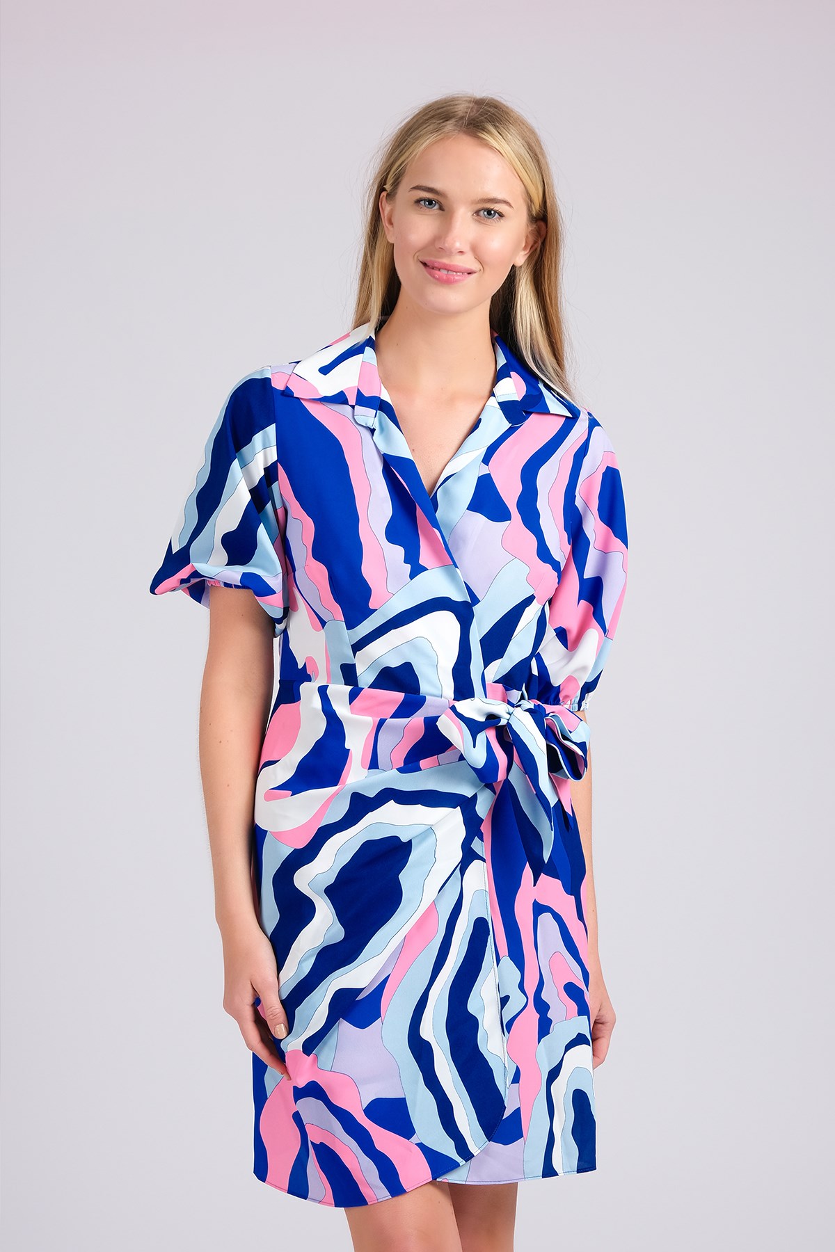 Saks Renkli Kadın Anvelop Kadın Elbise-Elbise ve Kombin-Mio Gusto-G0002SKK